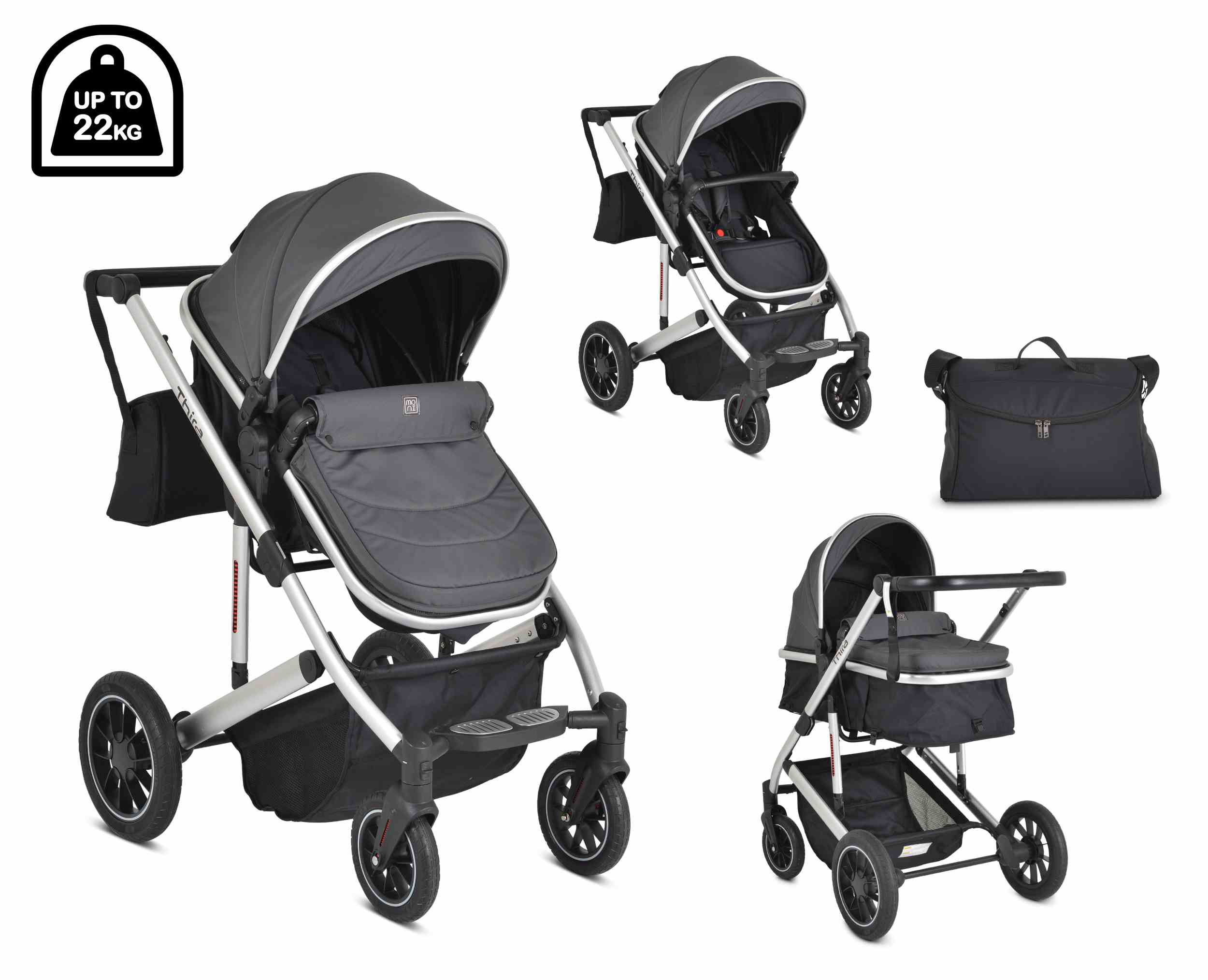 Комбинирана бебешка количка Thira сива
