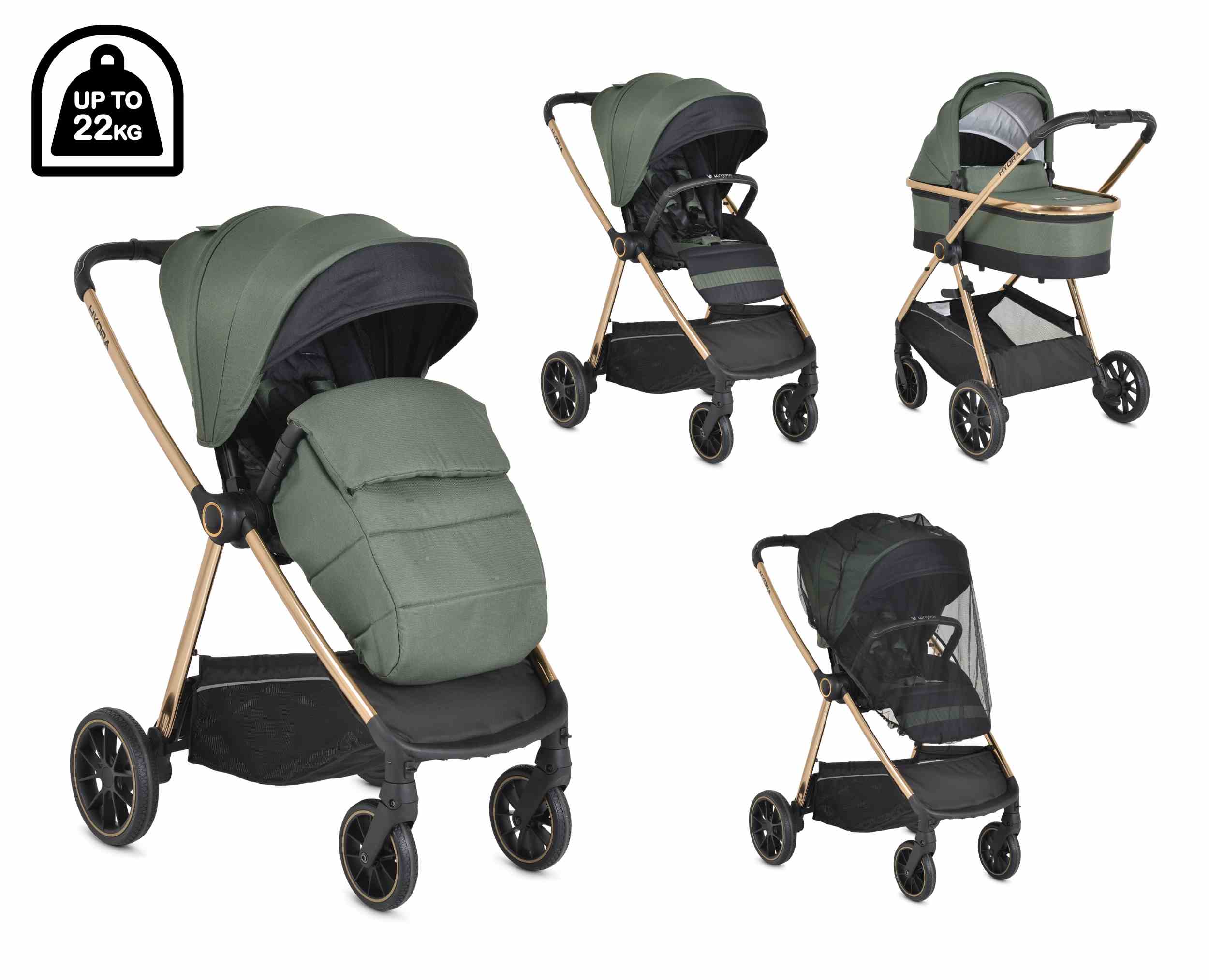 Бебешка количка Hydra 2в1 зелена Комбинирана