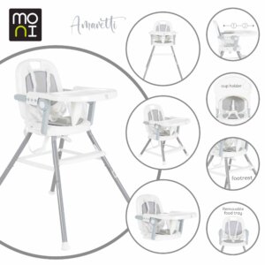 Детски стол за хранене Amaretti 3в1 сив