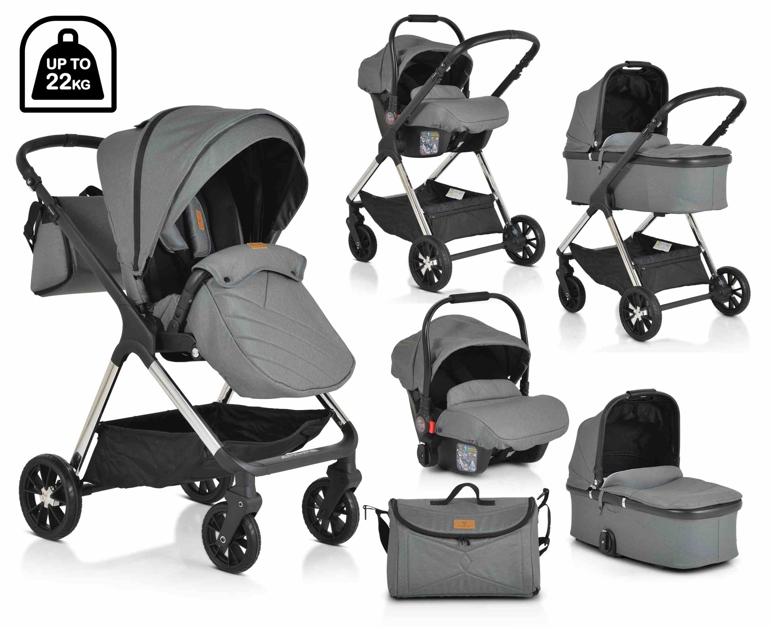 Комбинирана количка Empire тъмносивa 3в1