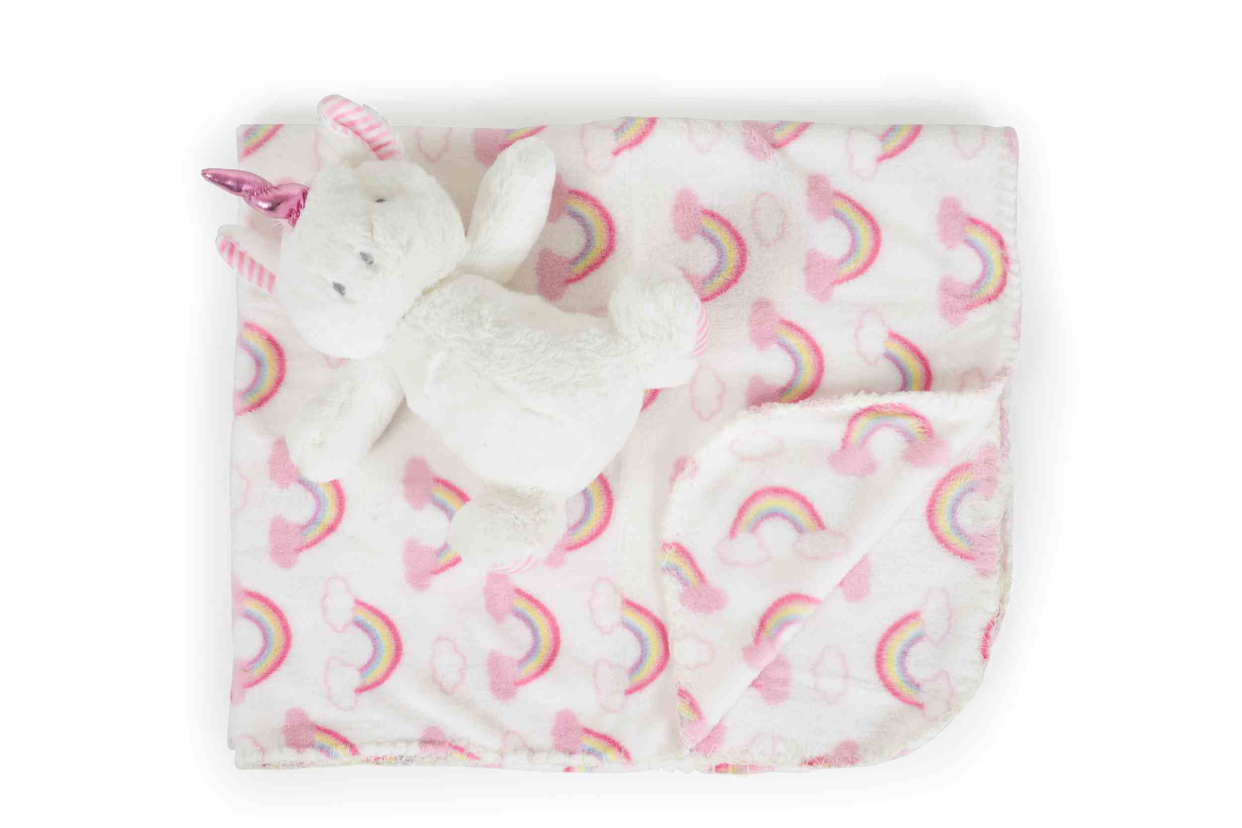 БЕБЕШКО ОДЕЯЛО 90/75CM с играчка Unicorn rainbow