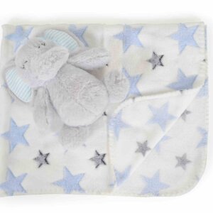 Бебешко одеяло 90/75cm с играчка blue Elephant