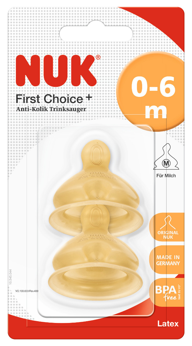 NUK Биберон 0-6м M за хранене каучук FIRST CHOICE 2бр