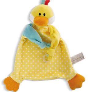 NICI Мека кърпичка за гушкане Пате + чесалка 25х25см