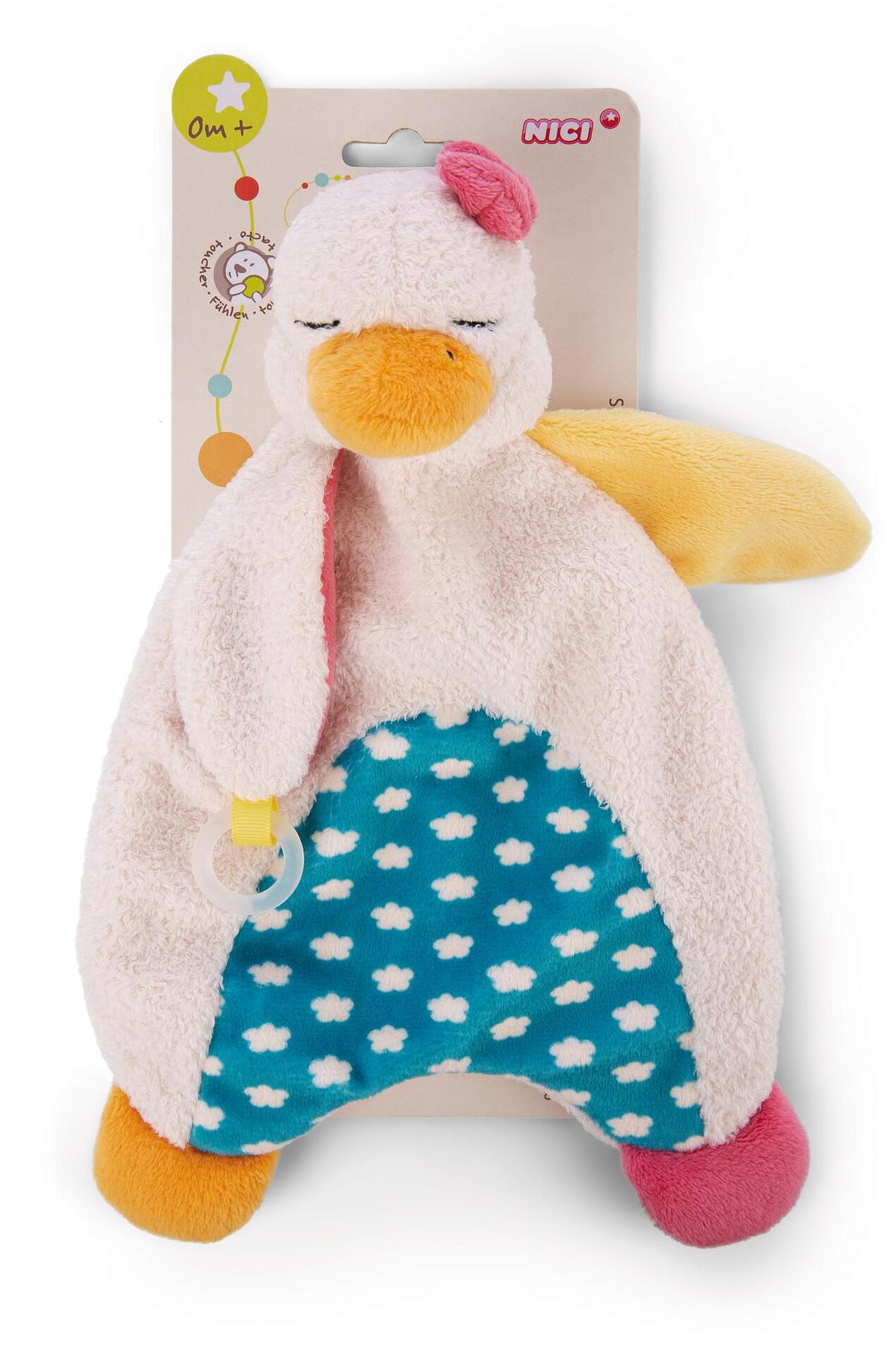 NICI Гъската Гитти 25х25см Мека кърпичка за гушкане + ринг за залъгалка