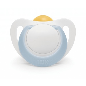 Залъгалка каучук STAR+box 0-6мес Бяло/Синьо NUK биберон 1бр