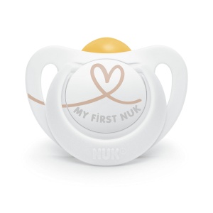 Залъгалка каучук STAR+box 0-6мес Бяло със сърце NUK биберон 1бр