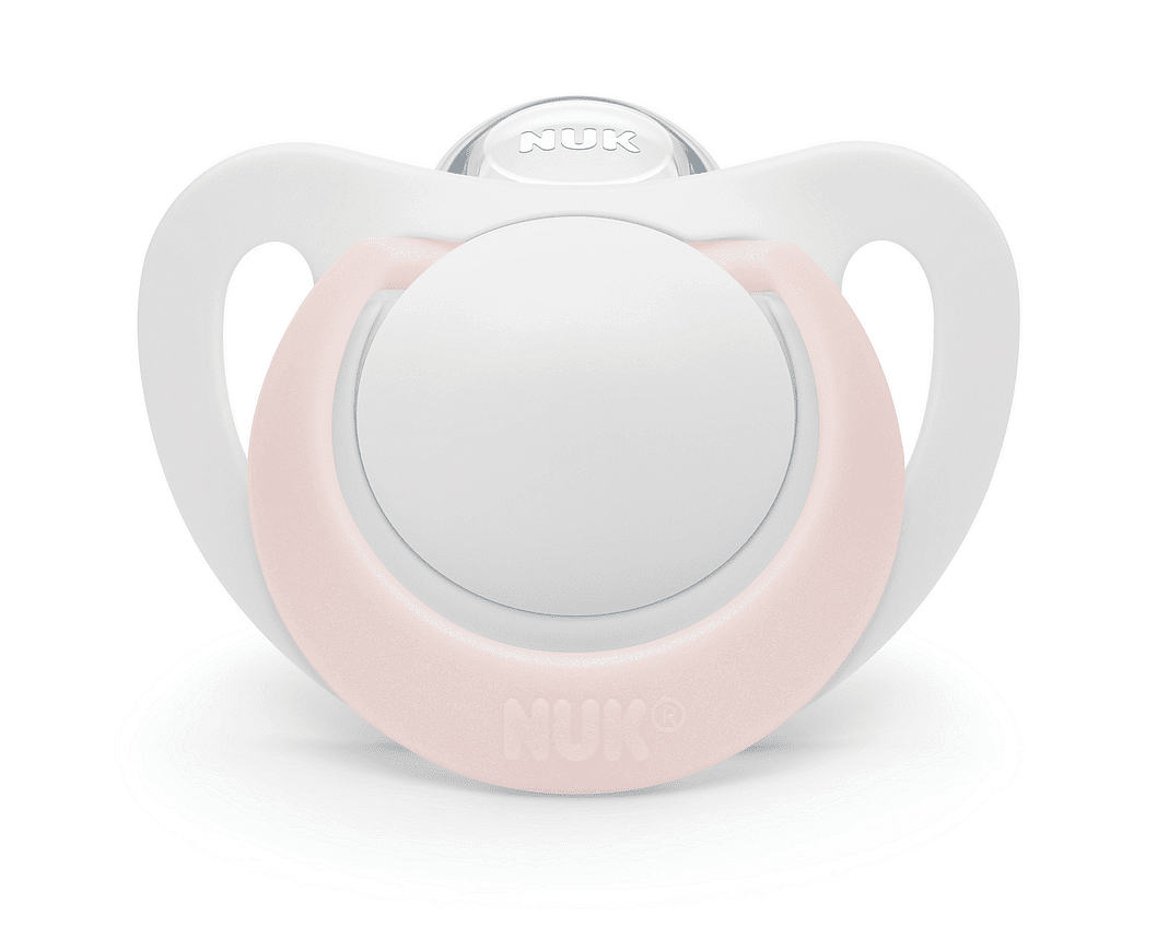 Биберон STAR+box Бяло/Розово 0-6мес NUK залъгалка силикон 1бр