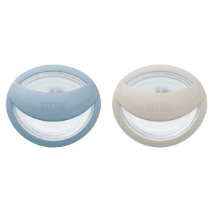 Биберон залъгалка син/сив 2бр силикон 0-9мес NUK Mommy Feel + кутийка за съхранение и стерилизация в микровълнова