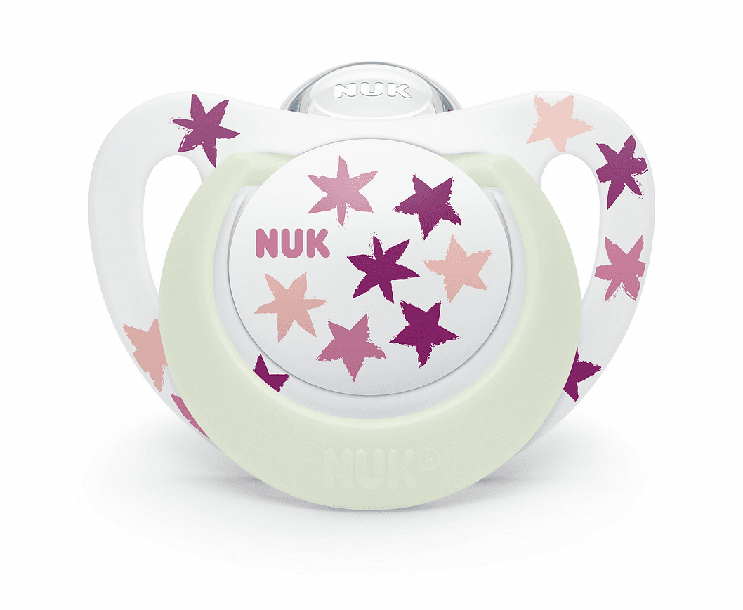 Биберон STARNight+box Розови звезди 18-36мес залъгалка силикон NUK 1бр
