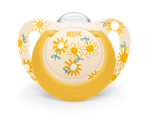 Биберон 6-18мес STAR+box Жълт с цветя залъгалка силикон NUK 1бр