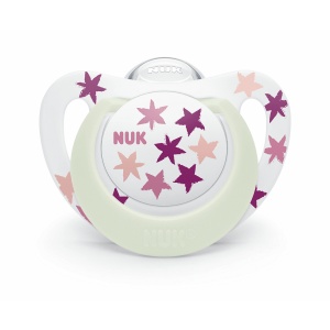 Биберон STARNight+box Розови звезди 6-18мес залъгалка силикон NUK 1бр