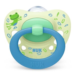 Биберон Signature 6-18мес Зелен NUK залъгалка силикон 1бр + кутийка за съхранение и стерилизация в микровълнова