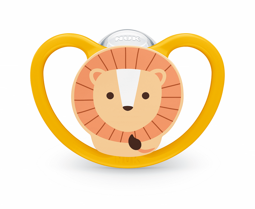 Биберон Space+box Лъв 6-18мес NUK залъгалка силикон 1бр