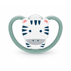 Биберон Space+box Зебра 6-18мес NUK залъгалка силикон 1бр