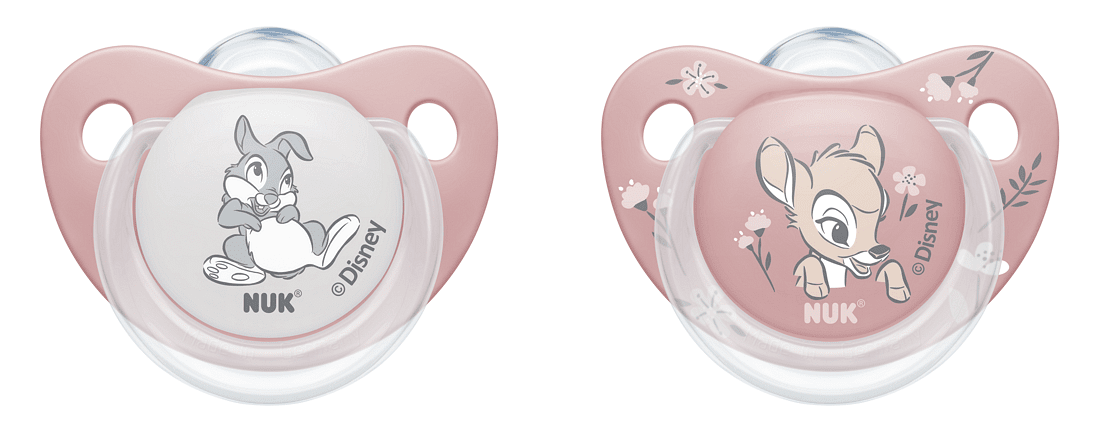 NUK биберон 0-6мес 2бр BAMBI залъгалка силикон + кутийка за съхранение и стерилизация в микровълнова
