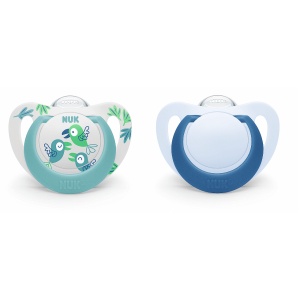 Биберон STAR момче 6-18мес 2бр NUK залъгалка силикон