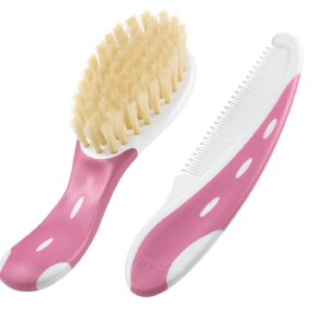 Четка за коса и гребенче Розова NUK естествен косъм