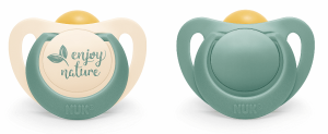 NUK for NATURE Зелен биберон 6-18месеца 2бр залъгалка каучук