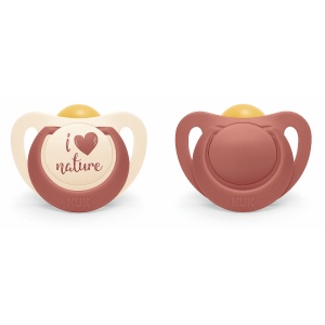 NUK for NATURE Червен биберон 6-18месеца 2бр залъгалка каучук