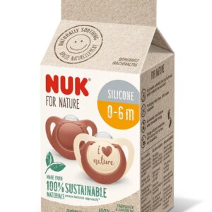 Биберон 0-6мес 2бр Червен NUK for NATURE залъгалка силикон