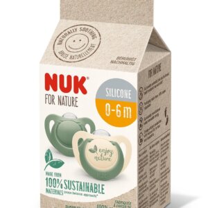 Биберон 0-6мес 2бр Зелен NUK for NATURE залъгалка силикон
