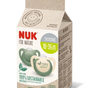 Биберон 18-36мес 2бр Зелен NUK for NATURE залъгалка силикон