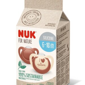 Биберон 6-18мес 2бр Червен NUK for NATURE залъгалка силикон