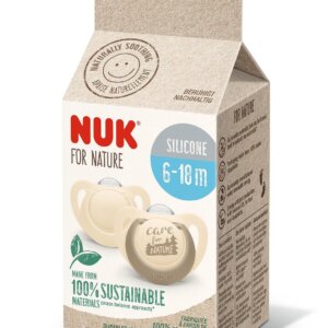 Биберон 6-18мес 2бр Крем NUK for NATURE залъгалка силикон