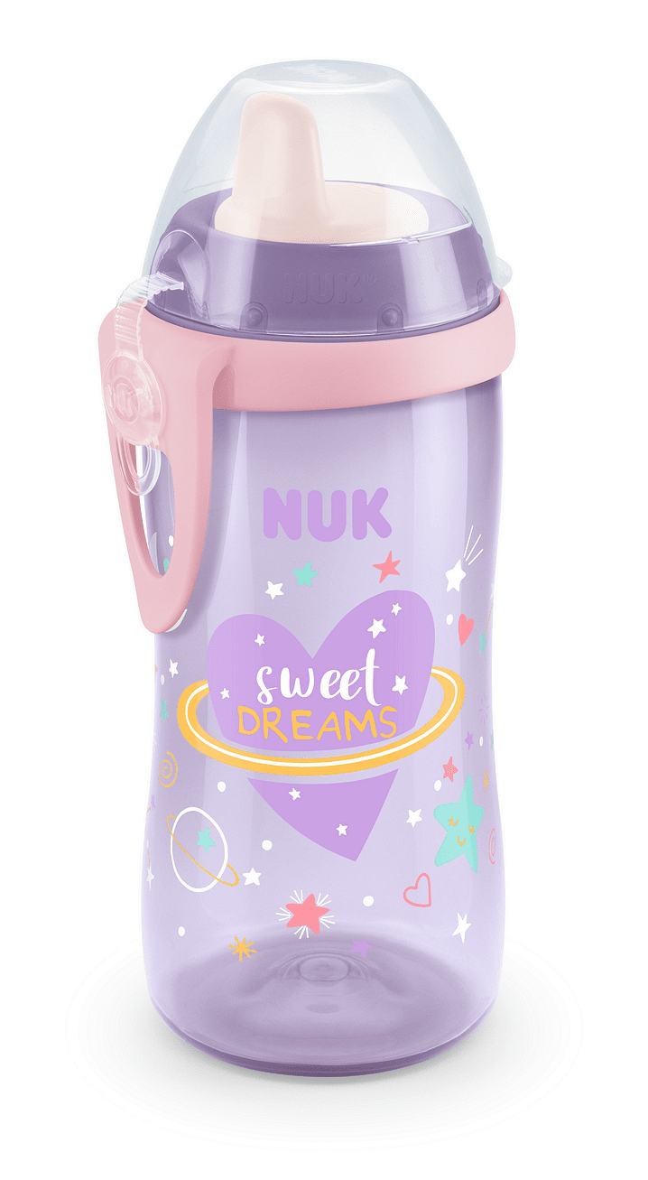 NUK Kiddy Cup Розов Glow in the Dark 300мл с твърд накрайник 12+мес