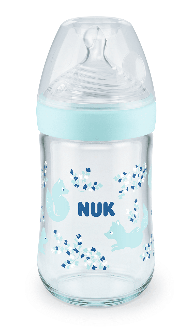 Temperature Control Шише стъклено Синьо 240мл NUK NATURE SENSE Softer силиконов биберон