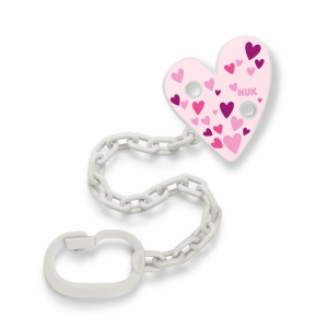 NUK синджир за биберон 2023 Розово сърце