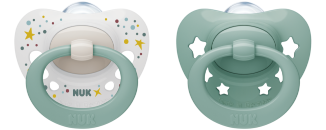 Биберон залъгалка силикон Момче 0-6мес 2бр NUK Signature + кутийка за съхранение и стерилизация в микровълнова