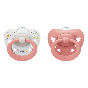 Биберон залъгалка силикон Момиче 0-6мес 2бр NUK Signature + кутийка за съхранение и стерилизация в микровълнова