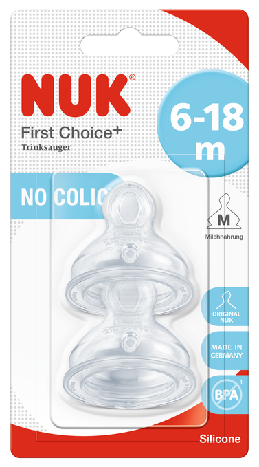 Биберон храна силикон 2бр р-р M 6-18мес NUK FIRST CHOICE+