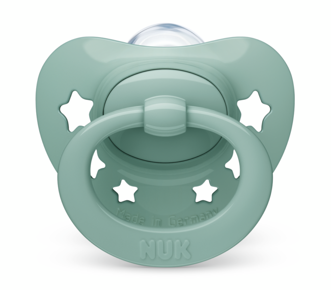 Биберон Signature 0-6мес Зелена NUK залъгалка силикон 1бр + кутийка за съхранение и стерилизация в микровълнова