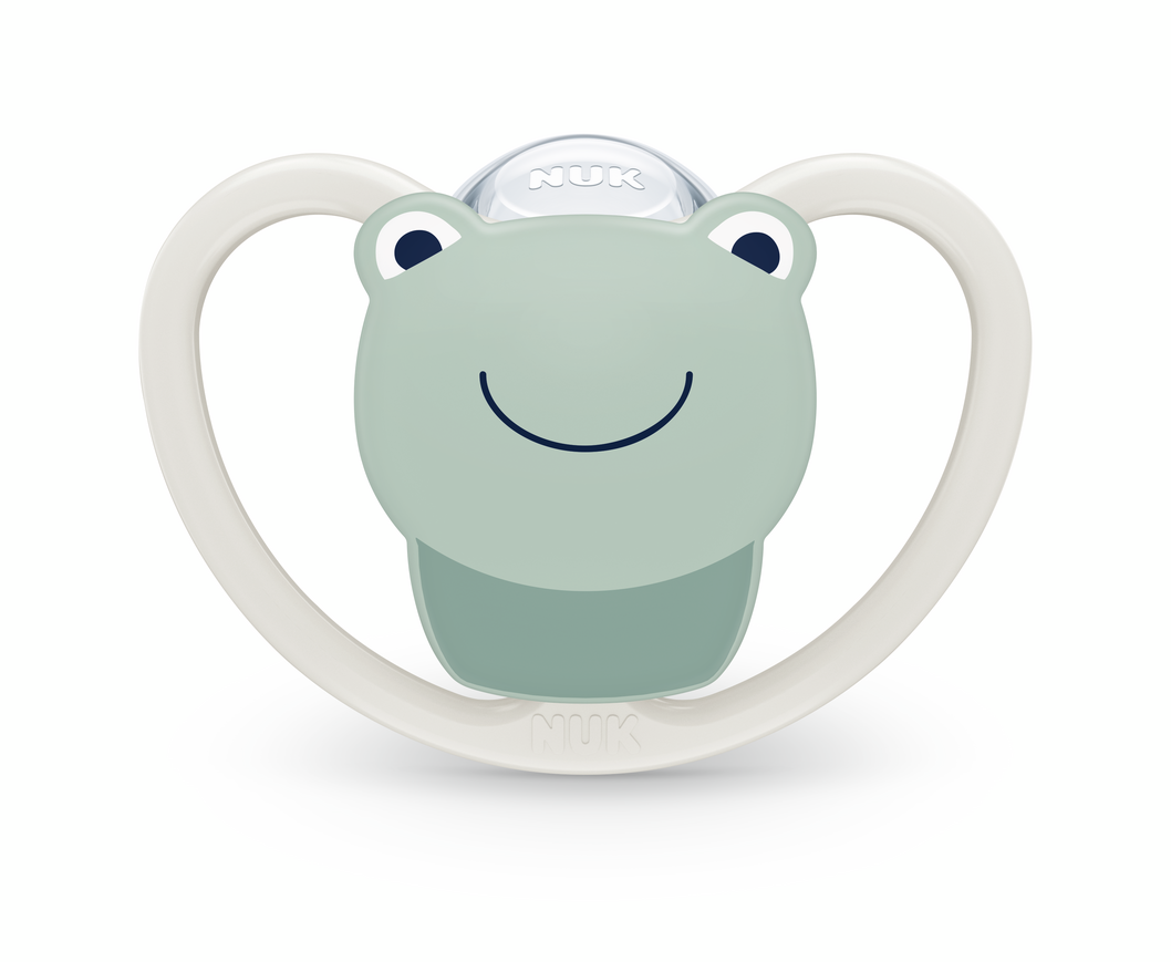 Биберон Space+box Жаба 0-6мес NUK залъгалка силикон 1бр