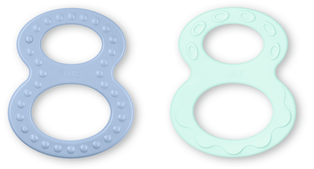 NUK чесалки цветни осморки Син/зелен 0+мес