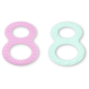 NUK чесалки цветни осморки Розов/зелен 0+мес