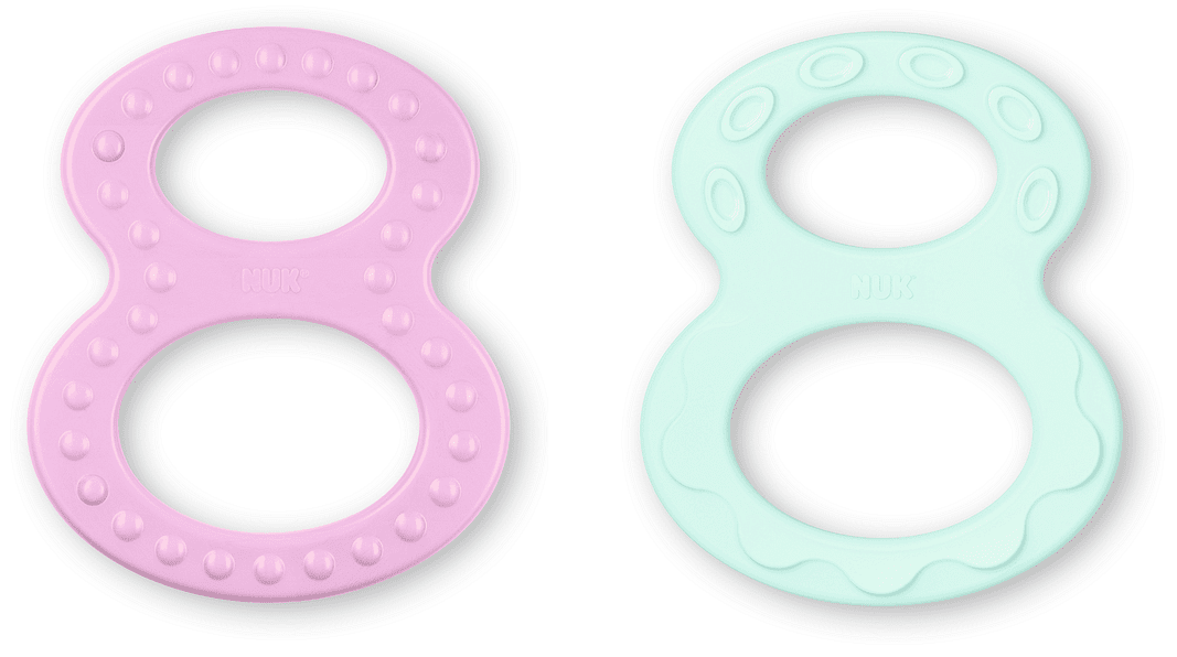 NUK чесалки цветни осморки Розов/зелен 0+мес