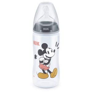 Шише Temperature control 300мл Сив MICKEY MOUSE силикон NUK First Choice РР