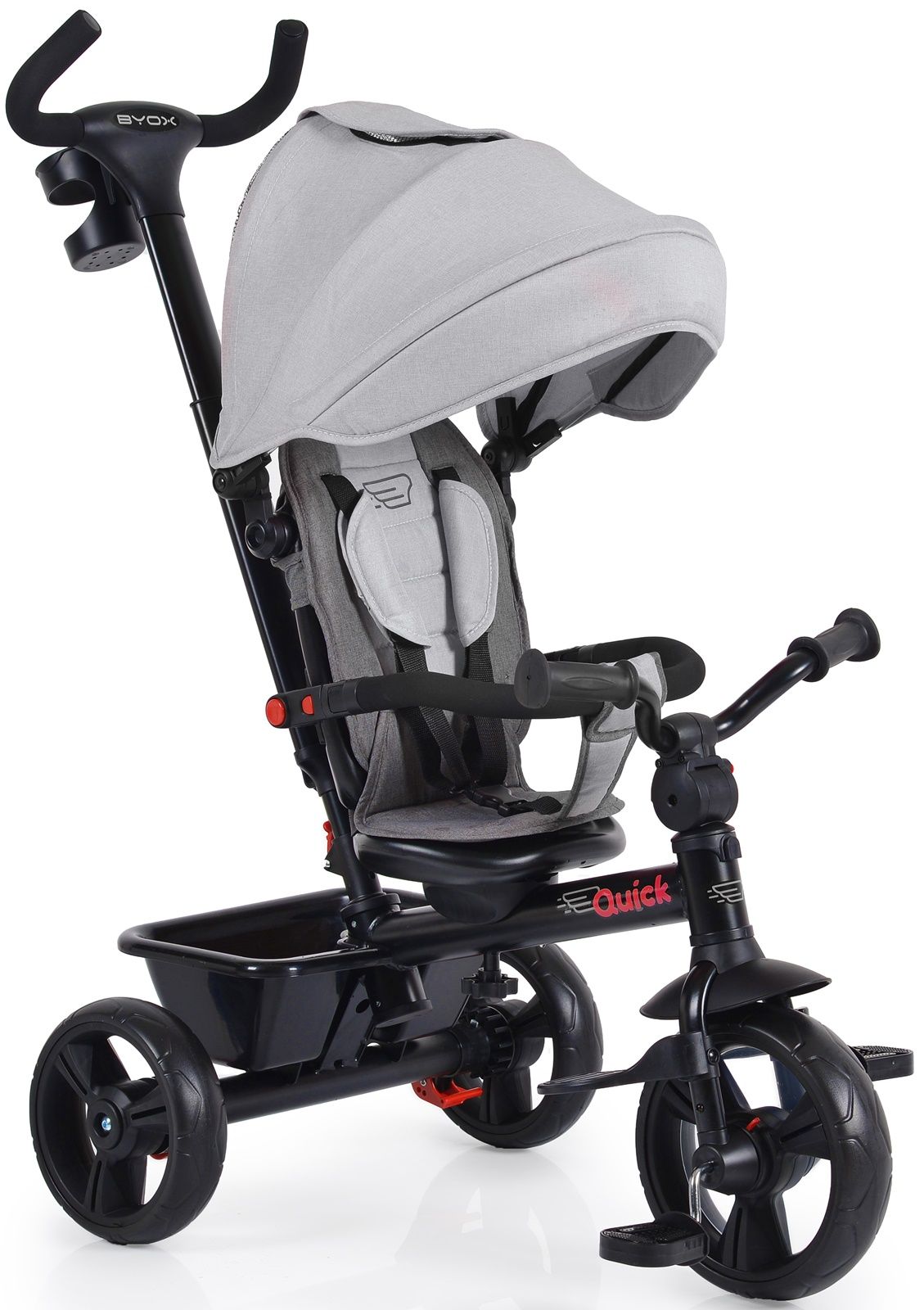 Детска триколка Quick сива с регулируема облегалка