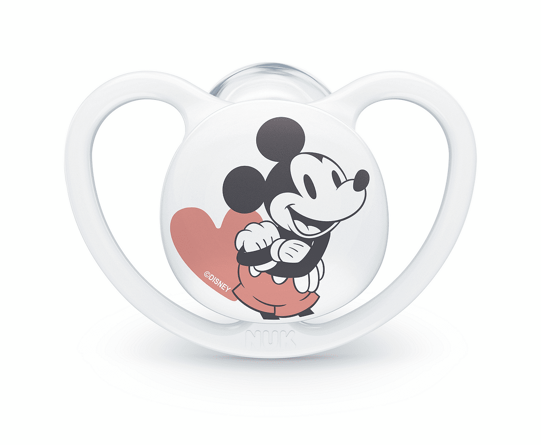 Биберон 0-6мес Space Mickey Бял NUK залъгалка силикон 1бр+box