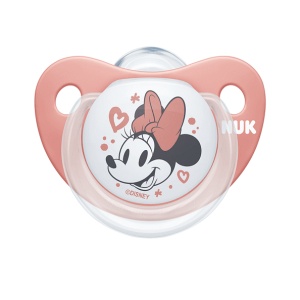 NUK Биберон 6-18мес Мики Червен залъгалка силикон 1бр + кутийка за съхранение и стерилизация в микровълнова