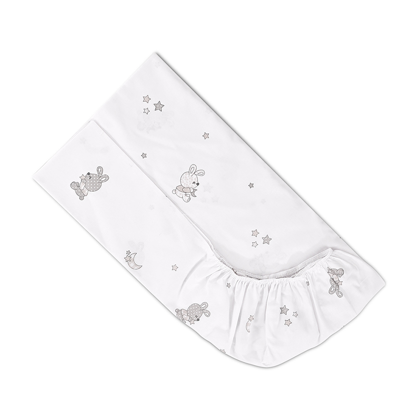 ЧАРШАФ С ЛАСТИК LITTLE RABBITS СИВО 60/120+15см