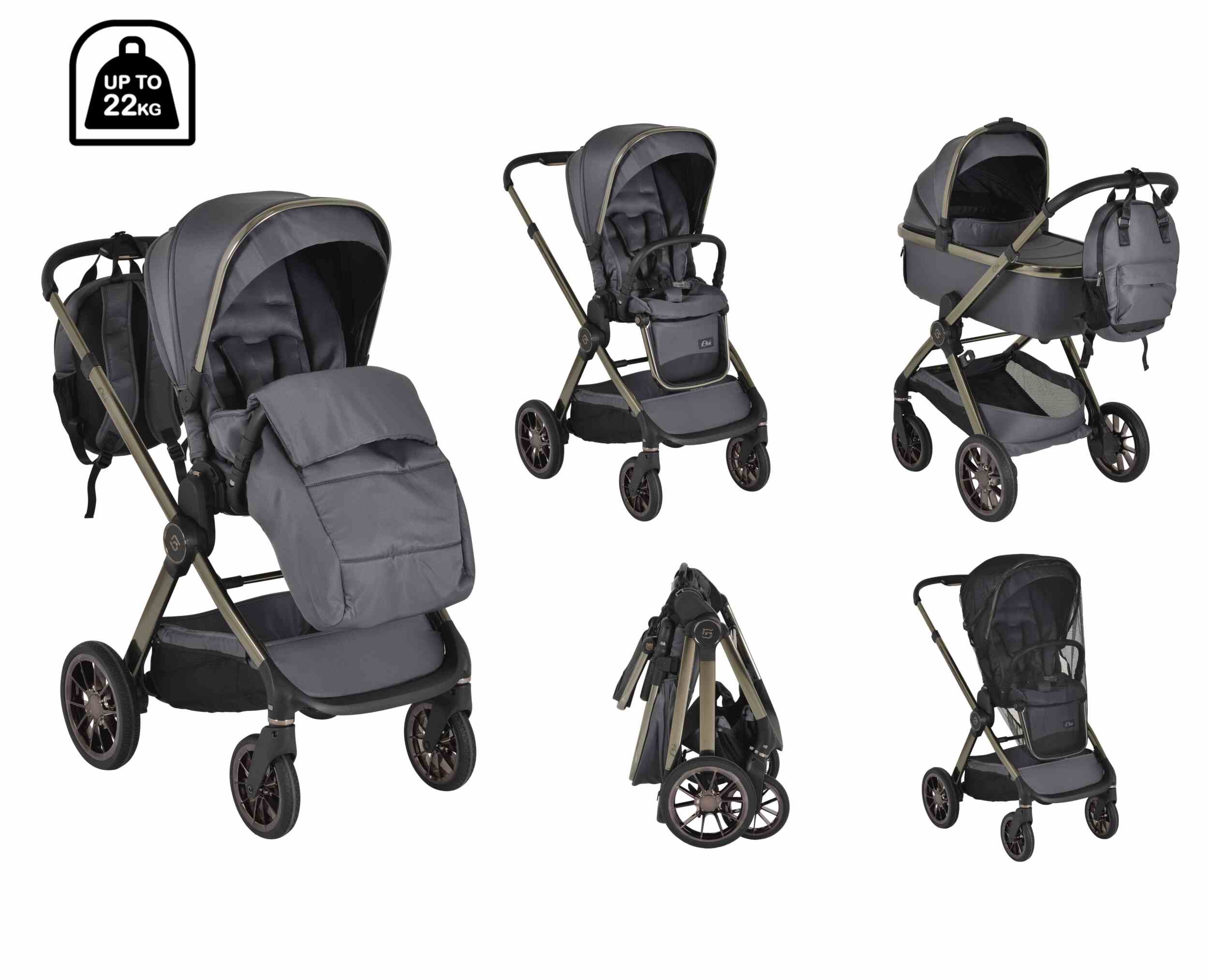 Комбинирана детска количка 2в1 iClick сивa