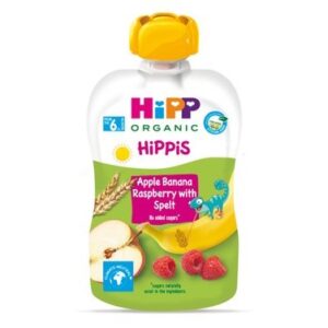 HIPP HIPPIS плодова закуска ябълка банани малини 6+месеца 100гр 8534