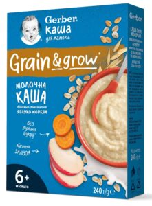 Gerber Овесено-пшенична млечна каша ябълка и морков 6+месеца 240Г