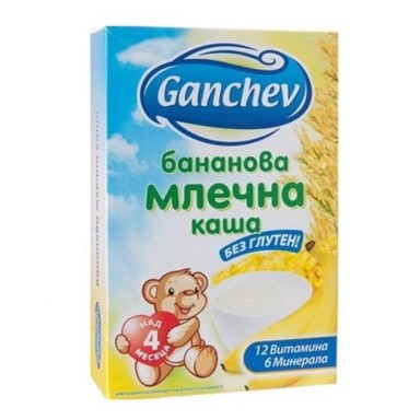 Ганчев Бананова млечна каша 4+месеца 200Г