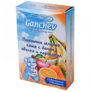 Ганчев Пшенична млечна каша с банан ябълка и портокал 6+месеца 200Г